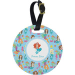 Mermaids Plastic Luggage Tag - Round (Personalized)