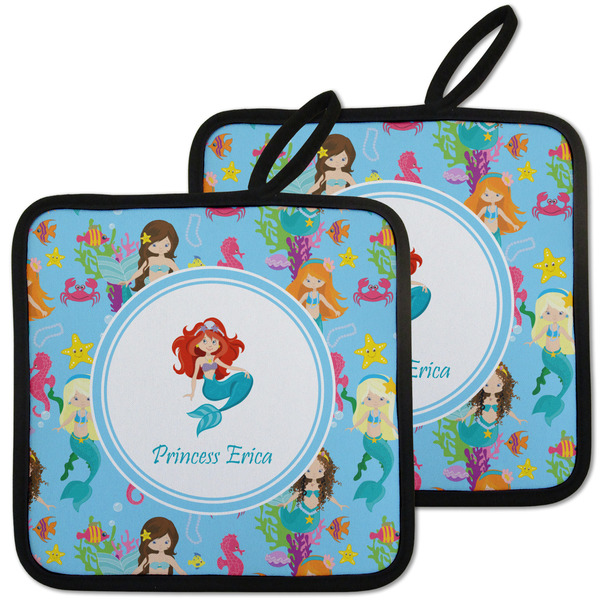 Custom Mermaids Pot Holders - Set of 2 w/ Name or Text