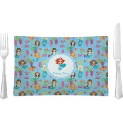 Mermaids Rectangular Glass Lunch / Dinner Plate - Single or Set (Personalized)