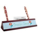 Mermaids Red Mahogany Nameplate with Business Card Holder (Personalized)