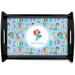 Mermaids Black Wooden Tray - Small (Personalized)