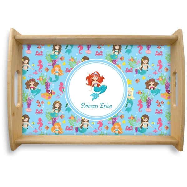 Custom Mermaids Natural Wooden Tray - Small (Personalized)