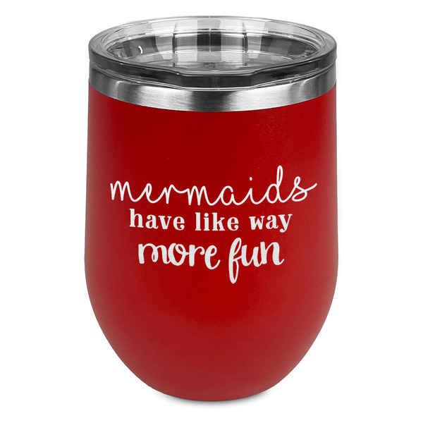 Custom Mermaids Stemless Stainless Steel Wine Tumbler - Red - Double Sided