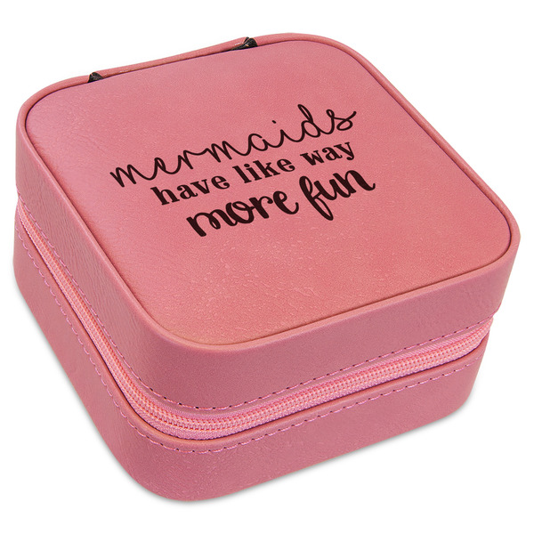 Custom Mermaids Travel Jewelry Boxes - Pink Leather