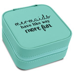 Mermaids Travel Jewelry Box - Teal Leather