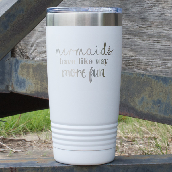 Custom Mermaids 20 oz Stainless Steel Tumbler - White - Double Sided (Personalized)
