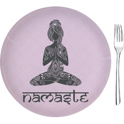 Lotus Pose 8" Glass Appetizer / Dessert Plates - Single or Set (Personalized)