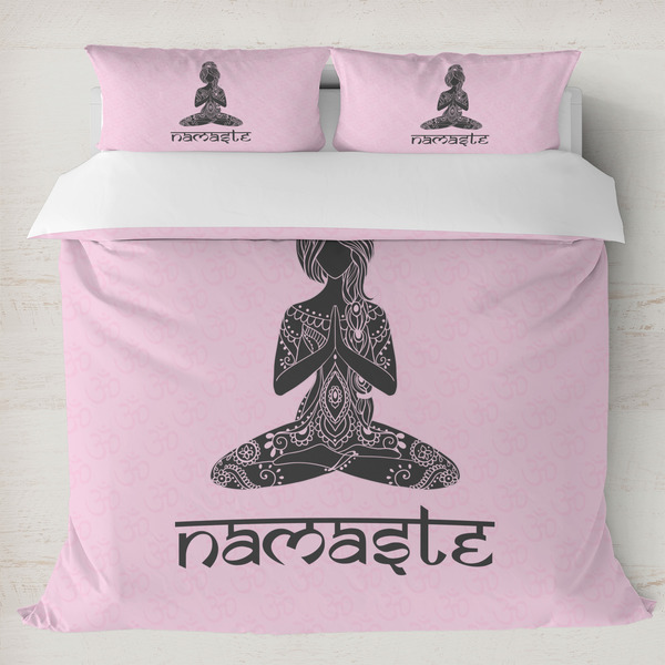 Custom Lotus Pose Duvet Cover Set - King (Personalized)