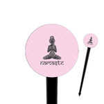 Lotus Pose 4" Round Plastic Food Picks - Black - Single Sided