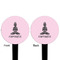 Lotus Pose Black Plastic 4" Food Pick - Round - Double Sided - Front & Back