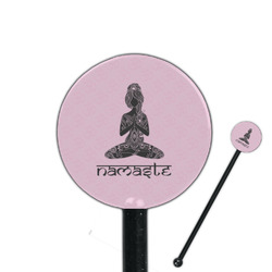 Lotus Pose 5.5" Round Plastic Stir Sticks - Black - Single Sided