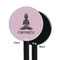 Lotus Pose Black Plastic 5.5" Stir Stick - Single Sided - Round - Front & Back