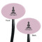 Lotus Pose Black Plastic 7" Stir Stick - Double Sided - Oval - Front & Back