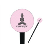 Lotus Pose 7" Round Plastic Stir Sticks - Black - Double Sided