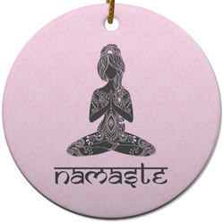 Lotus Pose Round Ceramic Ornament