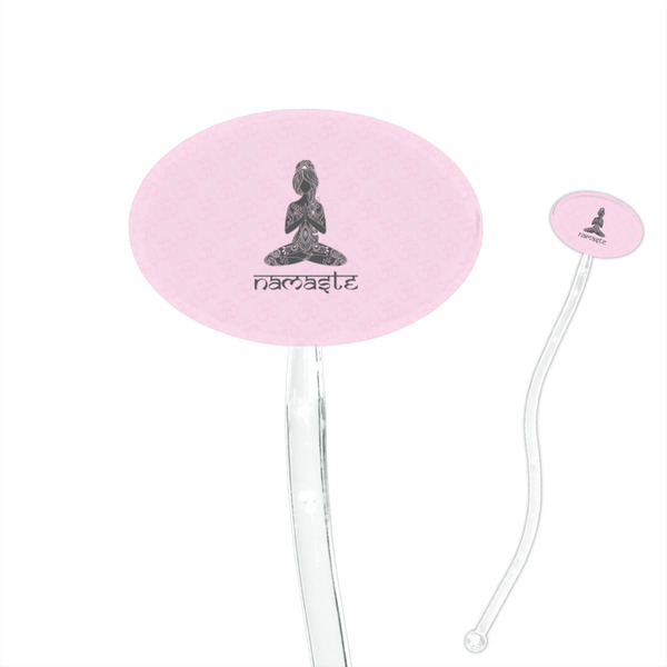 Custom Lotus Pose 7" Oval Plastic Stir Sticks - Clear