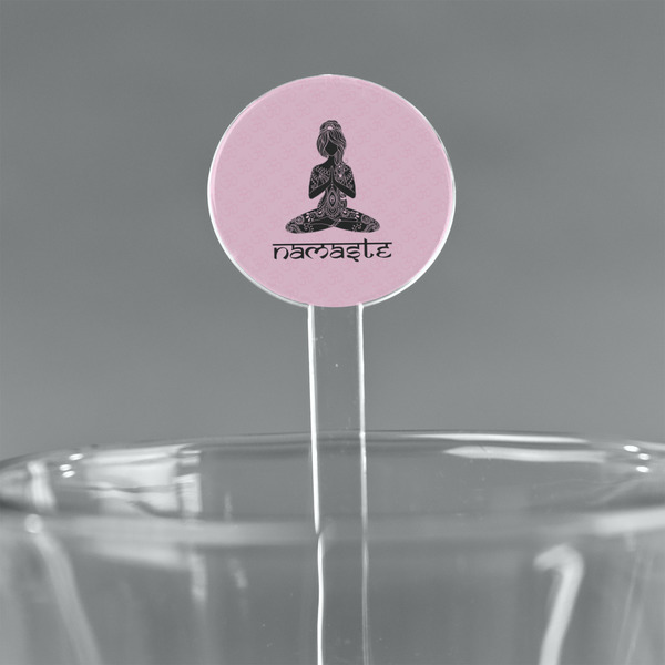 Custom Lotus Pose 7" Round Plastic Stir Sticks - Clear