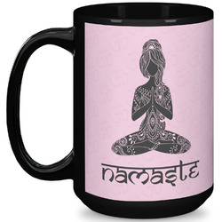 Lotus Pose 15 Oz Coffee Mug - Black