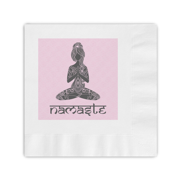 Custom Lotus Pose Coined Cocktail Napkins