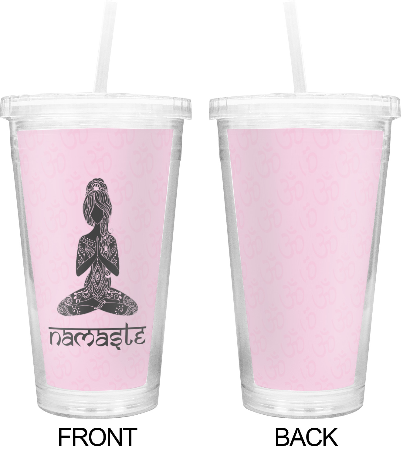 Lotus Pose Double Wall Tumbler with Straw (Personalized) - YouCustomizeIt