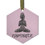 Lotus Pose Flat Glass Ornament - Hexagon