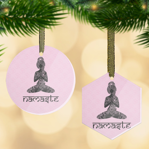 Custom Lotus Pose Flat Glass Ornament