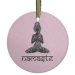 Lotus Pose Flat Glass Ornament - Round