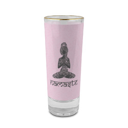 Lotus Pose 2 oz Shot Glass -  Glass with Gold Rim - Set of 4