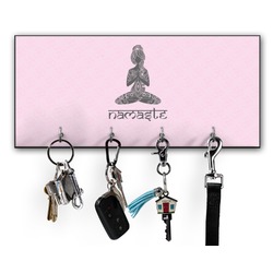 Lotus Pose Key Hanger w/ 4 Hooks w/ Graphics and Text