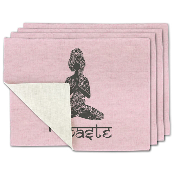 Custom Lotus Pose Single-Sided Linen Placemat - Set of 4