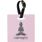 Lotus Pose Plastic Luggage Tag - Square