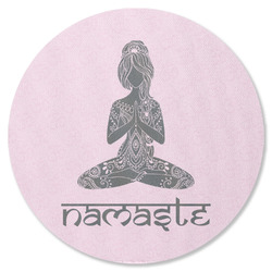 Lotus Pose Round Rubber Backed Coaster (Personalized)