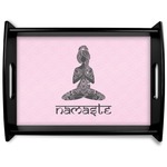 Lotus Pose Black Wooden Tray - Large (Personalized)