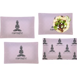 Lotus Pose Set of 4 Glass Rectangular Lunch / Dinner Plate (Personalized)