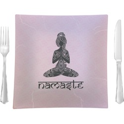 Lotus Pose Glass Square Lunch / Dinner Plate 9.5" (Personalized)