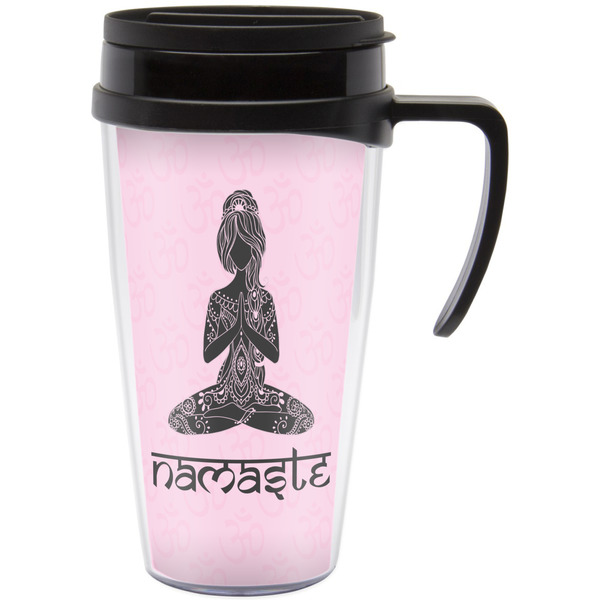 Custom Lotus Pose Acrylic Travel Mug with Handle (Personalized)