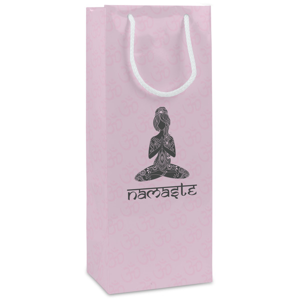 Custom Lotus Pose Wine Gift Bags - Matte