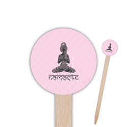 Lotus Pose 6" Round Wooden Food Picks - Double Sided