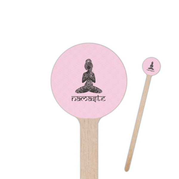 Custom Lotus Pose 7.5" Round Wooden Stir Sticks - Single Sided