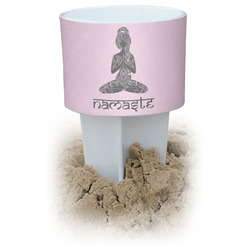 Lotus Pose White Beach Spiker Drink Holder (Personalized)