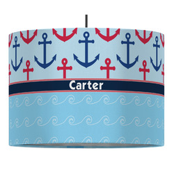 Anchors & Waves 16" Drum Pendant Lamp - Fabric (Personalized)