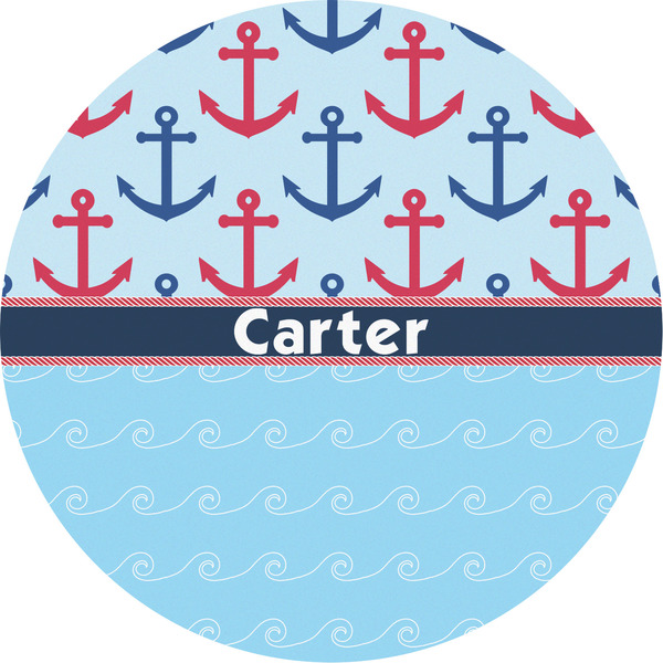 Custom Anchors & Waves Multipurpose Round Labels - 5" (Personalized)