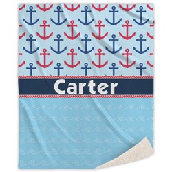 Anchors & Waves Sherpa Throw Blanket - 60"x80" (Personalized)