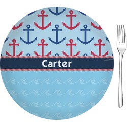 Anchors & Waves 8" Glass Appetizer / Dessert Plates - Single or Set (Personalized)