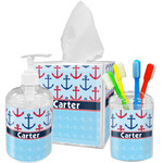 Anchors & Waves Acrylic Bathroom Accessories Set w/ Name or Text