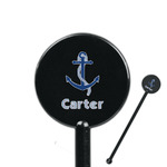 Anchors & Waves 5.5" Round Plastic Stir Sticks - Black - Double Sided (Personalized)