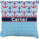 Anchors & Waves Faux-Linen Throw Pillow 18" (Personalized)