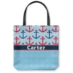 Anchors & Waves Canvas Tote Bag - Medium - 16"x16" (Personalized)