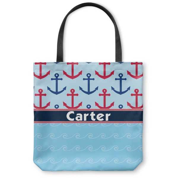 Custom Anchors & Waves Canvas Tote Bag - Large - 18"x18" (Personalized)