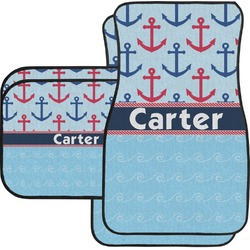 Anchors & Waves Car Floor Mats Set - 2 Front & 2 Back (Personalized)